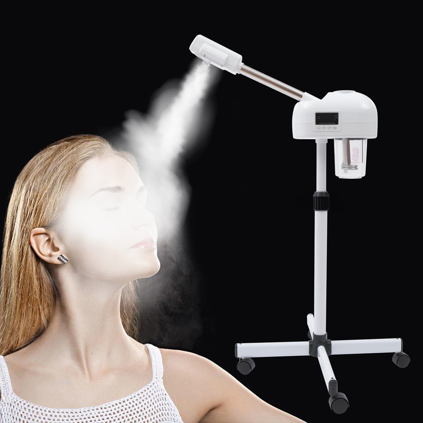 Cuiseur vapeur professionnel pour le visage, brume chaude à l'ozone Nano-Ion avec écran LCD, hauteur réglable pour Salon, maison