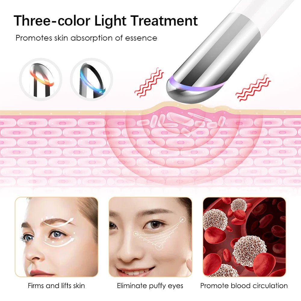 Nouveau masseur oculaire à vibrations IPL Anti-cercle foncé lumière bleue Anti-rides stylo de Massage des yeux compresse chaude 