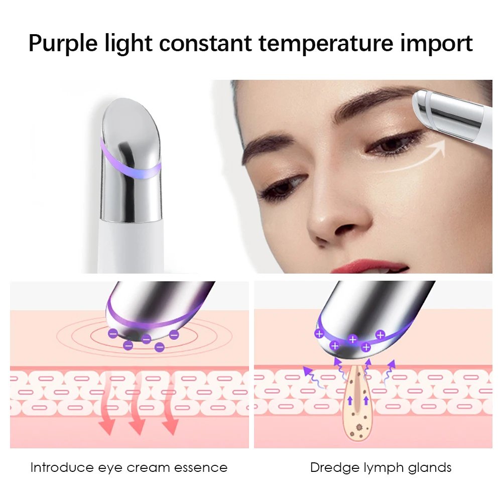 Nouveau masseur oculaire à vibrations IPL Anti-cercle foncé lumière bleue Anti-rides stylo de Massage des yeux compresse chaude 