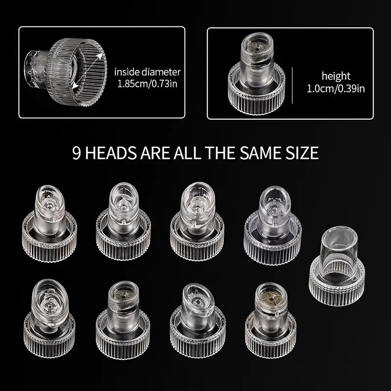 Embouts en plastique de remplacement pour Hydro Dermabrasion, 9 pièces, pour Jet d'eau et d'oxygène H2O2, accessoires de Microde