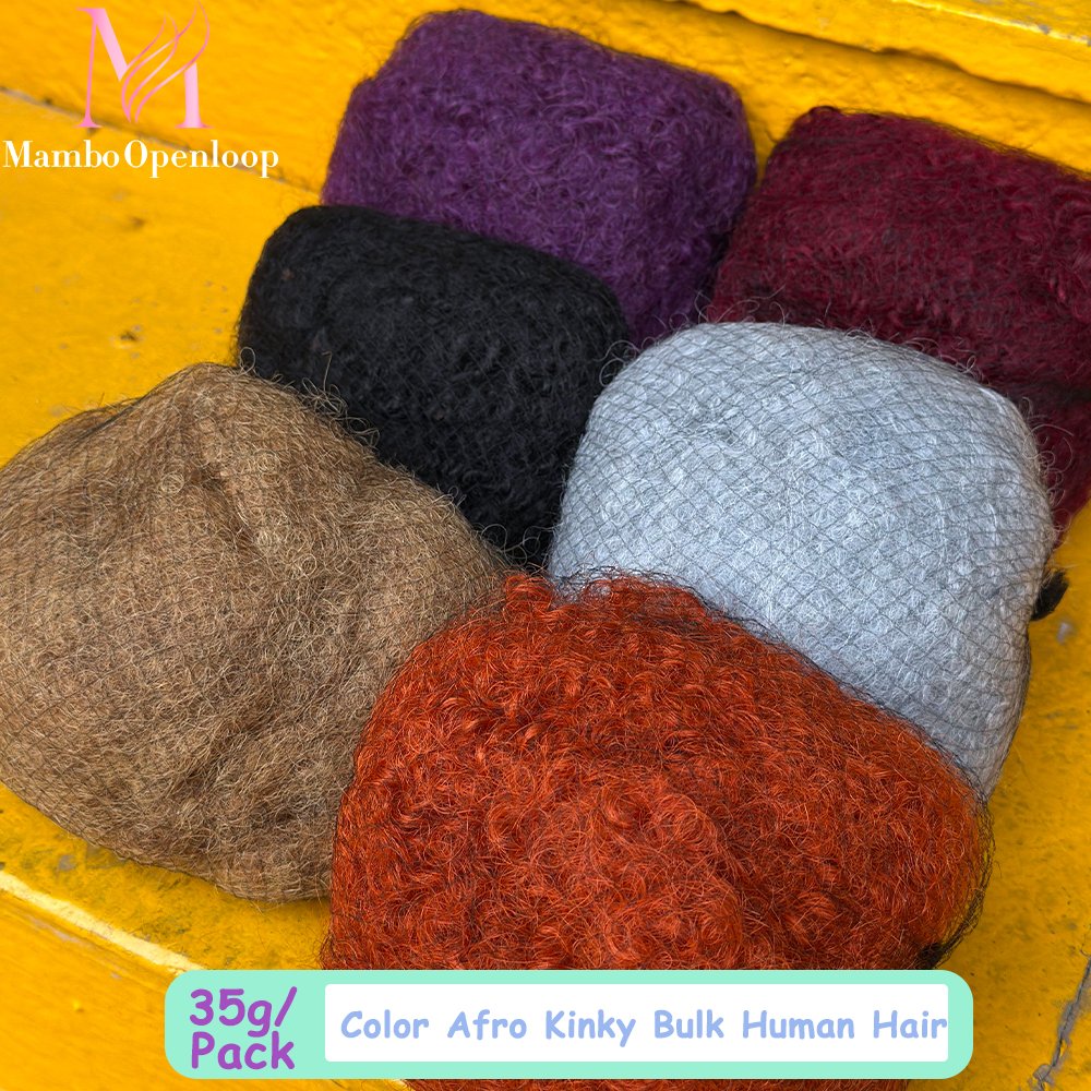 Extensions de cheveux humains afro crépus en vrac, 35g/paquet, pour dreadlocks, pour tressage, 8 pouces, afro crépus en vrac, ré