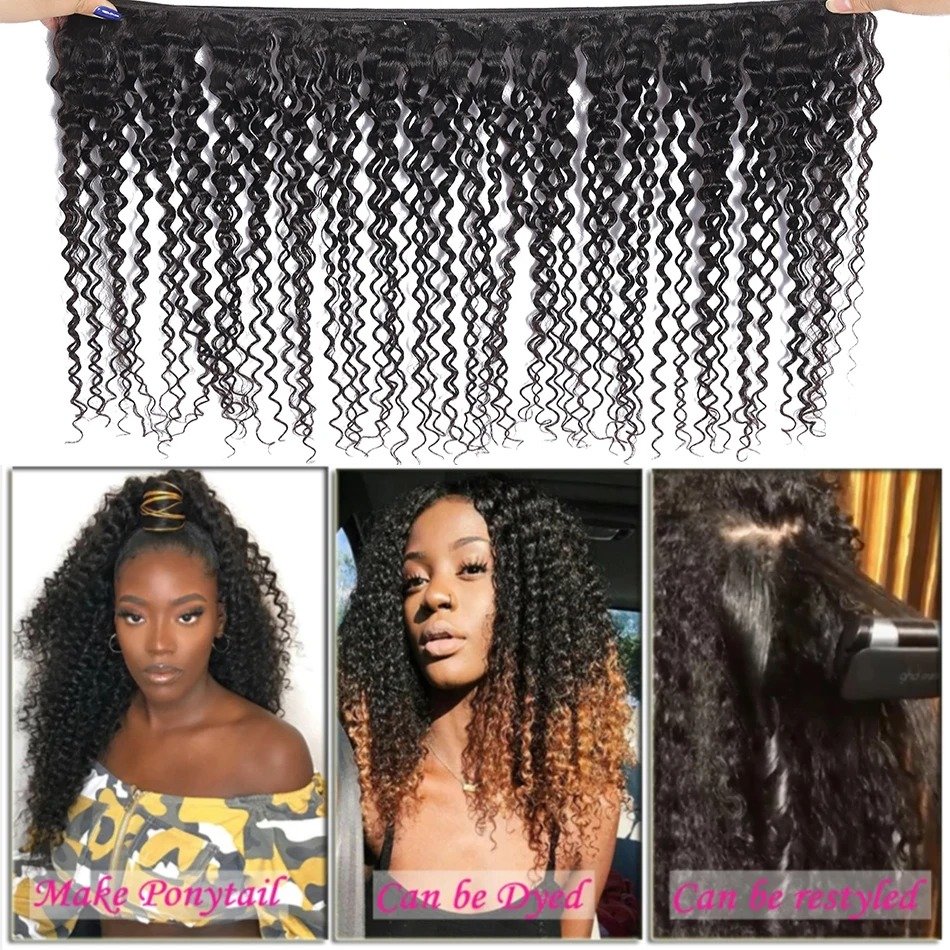 Mèches Afro Brésiliennes Naturelles Crépues et Bouclées, Extensions de Cheveux Vierges, 12A, 1/3/4 Pièces, 100g/Pièce