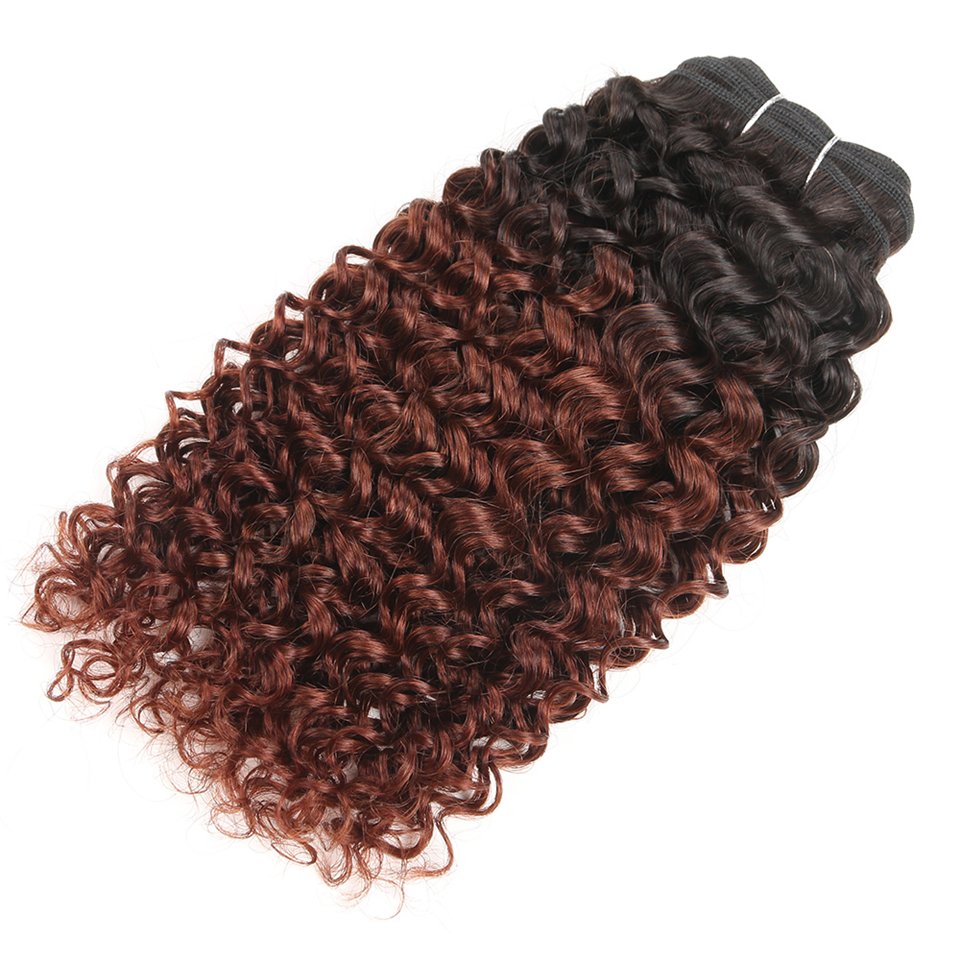 Tissage en lot brésilien naturel Remy naturel élégant, boucles de rêve, P4/27 P1B/30 ombré T1B/30 1B/rose rouge 99J, Double tira